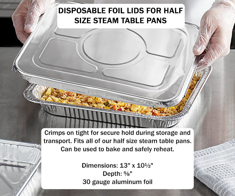 Extra Deep Half Size Steam Table  Pan with Foil Lid -  Case of 100 - #4288L