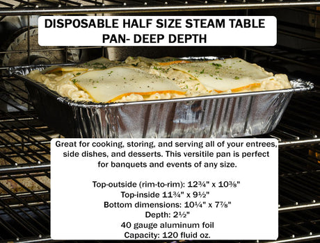 Deep Half Size Steam Table Pans with Foil Lids -  Case of 100 -  #4200L