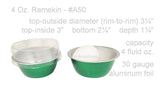 4 oz. Disposable Colored Aluminum Ramekins with Lids Case of 2000- #A50P