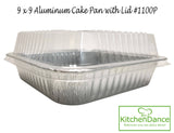 9" Square Foil Cake Pan with Plastic Dome Lid - Case of 500  #1100P