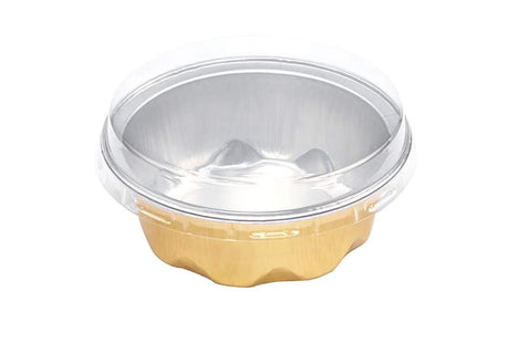 2 oz. Disposable Aluminum Colored Foil Cups with Lids Case of 2000- #A3P