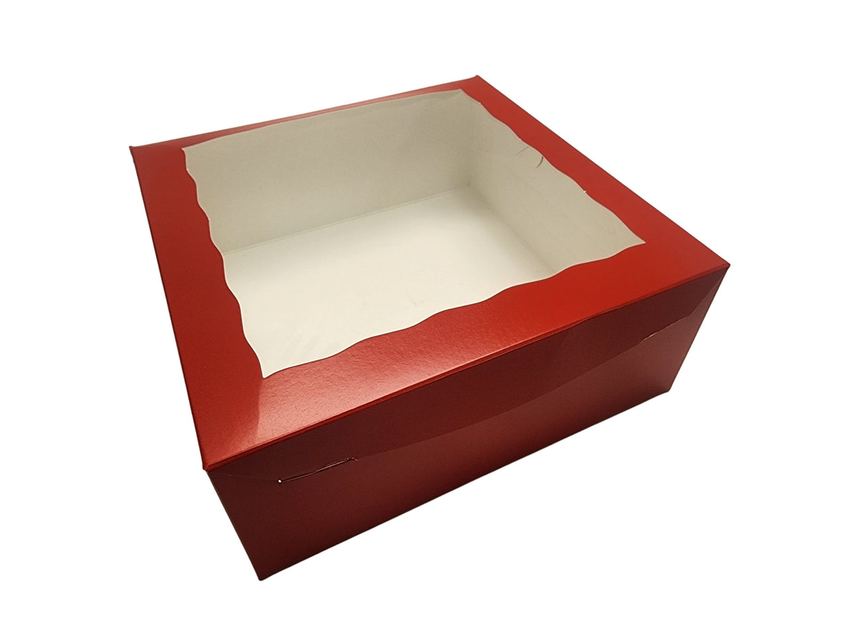 10 x 10 x 4 Colored Lock Tab Window Bakery Boxes - Case of 100 - #10104W