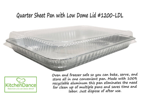 Quarter Sheet Cake Pan with Plastic Dome Lid - Case of 100 - #1200P