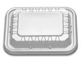 8″ X 6.5″ Black Ribbed PP -  3 Compartment Oblong Tray, 24 Oz. With Lid Combo- Case 250