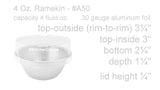 4 oz. Disposable Colored Aluminum Ramekins with Lids Case of 2000- #A50P