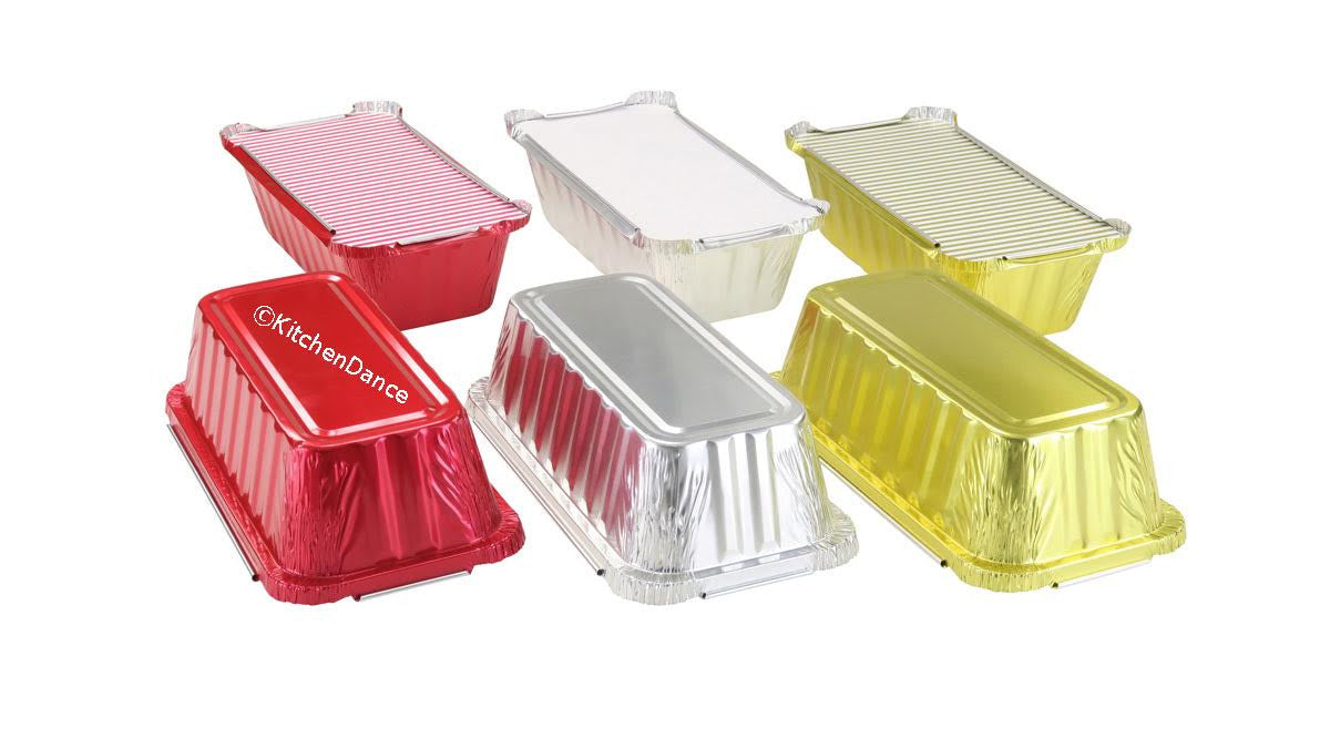 2 lb. Colored Closable Foil Loaf Pan with Board Lid - Case of 1000 - #1850L