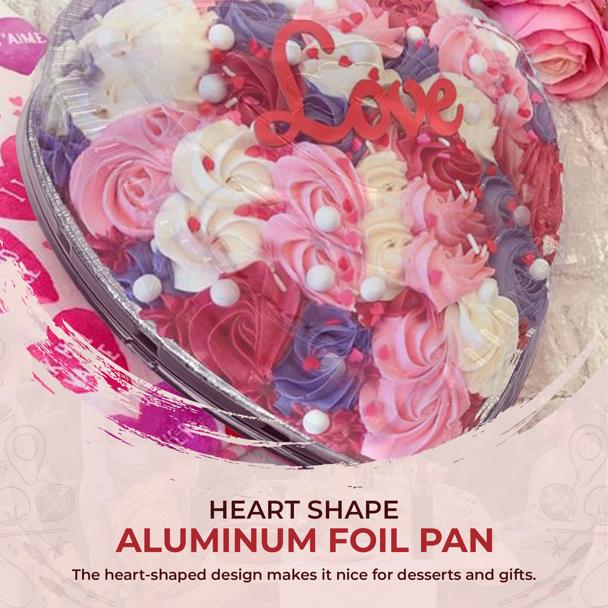 Heart Shaped Foil Pan with Plastic Dome Lid - Case of 100  #339P