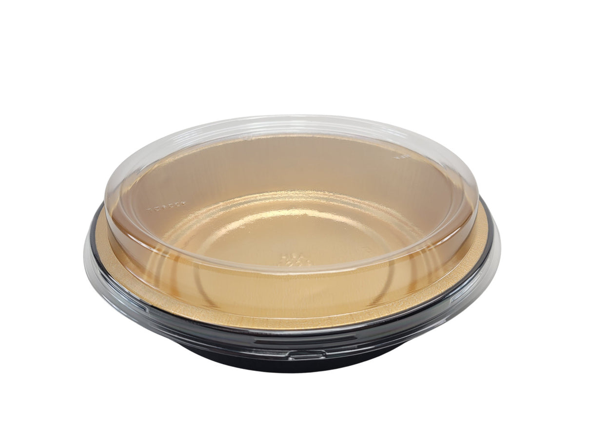 Handi-Stax 9" Round Gourmet To-Go Take Out Pans with Lids - Case of 50