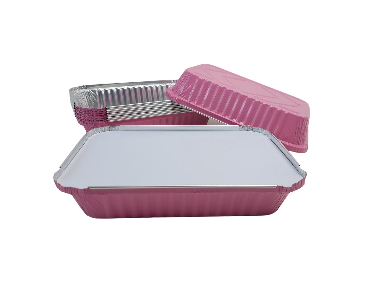 1½ lb. Shallow Colored Oblong Foil Pan with Board Lid - Case of 1000 - #6417L