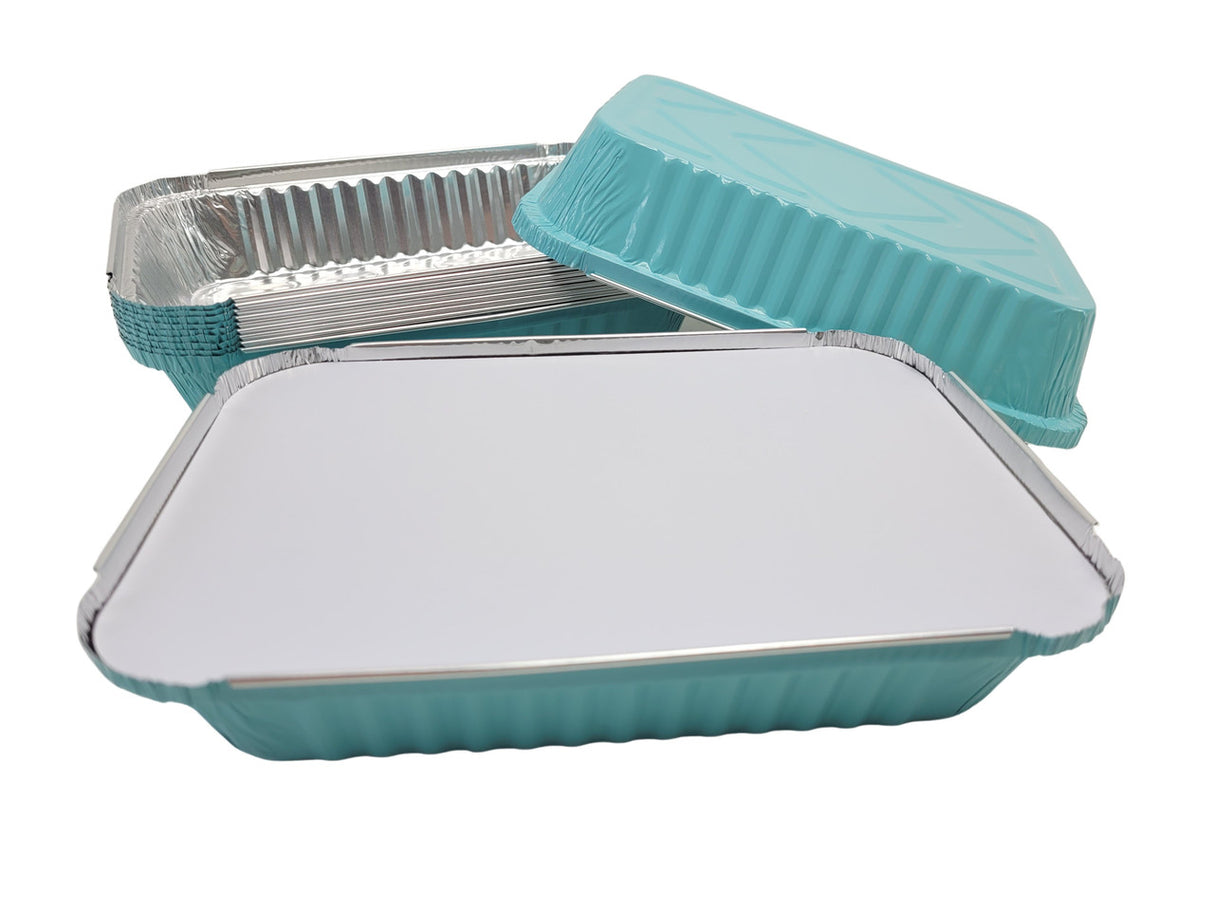 1½ lb. Shallow Colored Oblong Foil Pan with Board Lid - Case of 1000 - #6417L