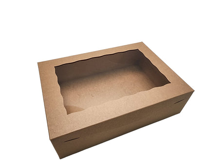 14 x 10 x 4 Kraft Lock Tab Window Bakery Boxes - Case of 100 - #14104K