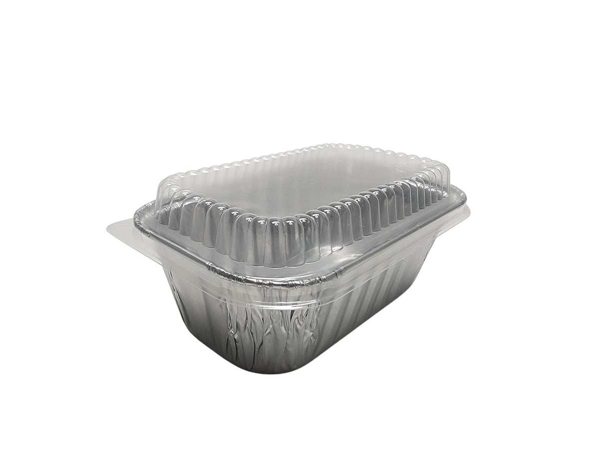 1 lb. Disposable Aluminum Mini Loaf Pan w/ Plastic Lid - Case of 200 - #5000P