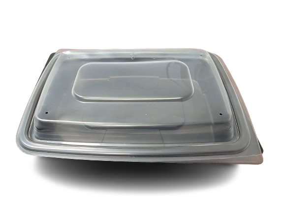 Cruiser® Ware 10.3″ X 7.2″ Black 32 oz. MFPP Entrée Base w/ Lid Combo - Case of 240