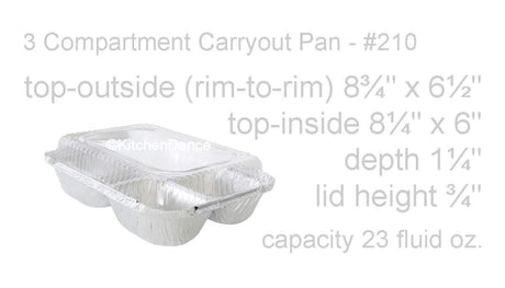 3 Compartment Meal Tray with Plastic Lid -  Case of 500  #210P