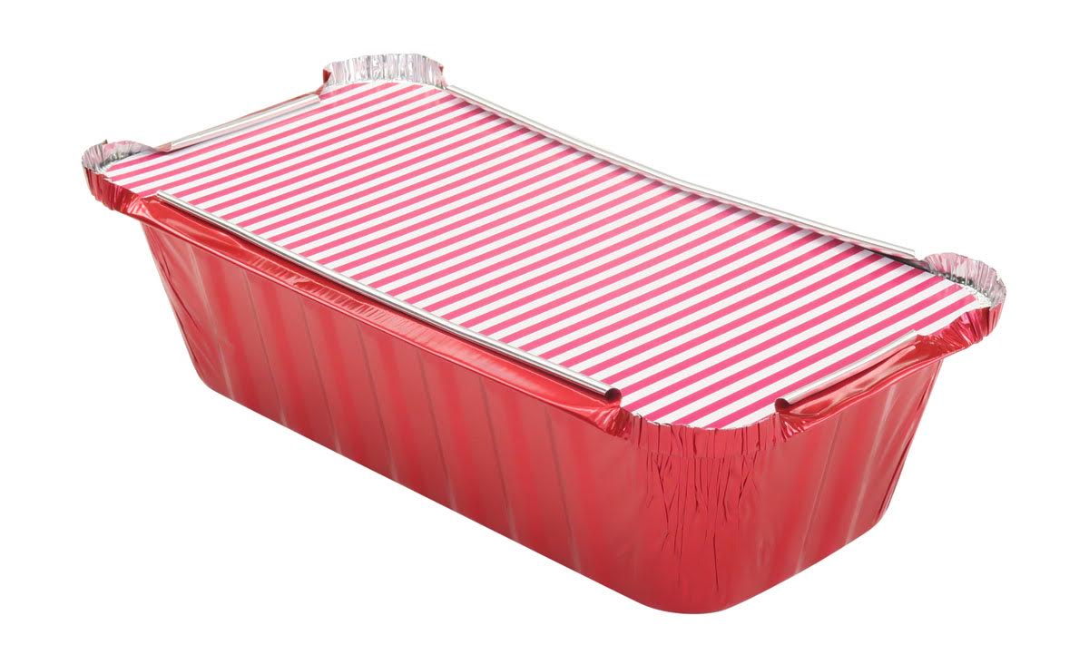 2 lb. Colored Closable Foil Loaf Pan with Board Lid - Case of 1000 - #1850L