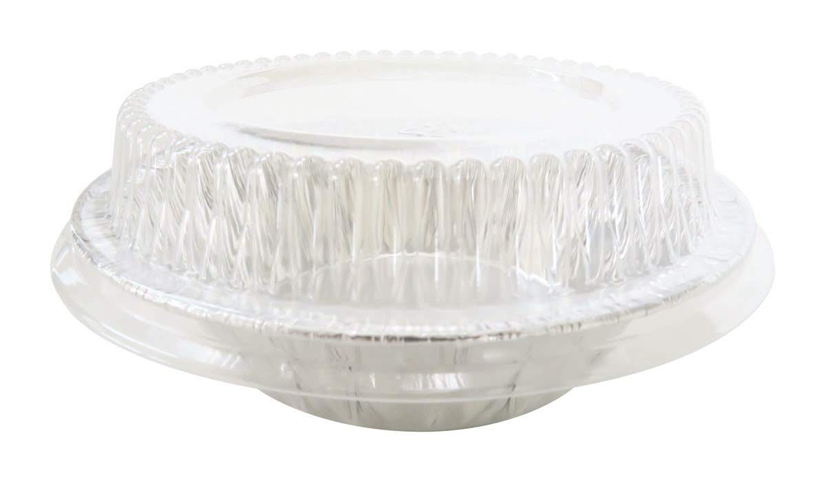 5" Disposable 8 oz.  Foil Tart or Pie Pan w/ Snap on Lids  Case of 1000 - #501P