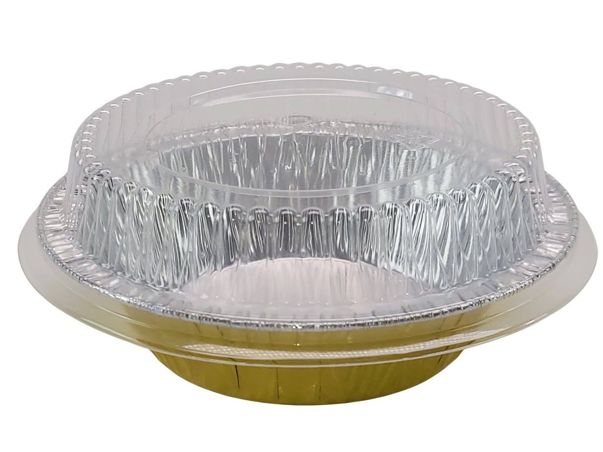 5" Disposable 8 oz.  Foil Tart or Pie Pan w/ Snap on Lids  Case of 1000 - #501P