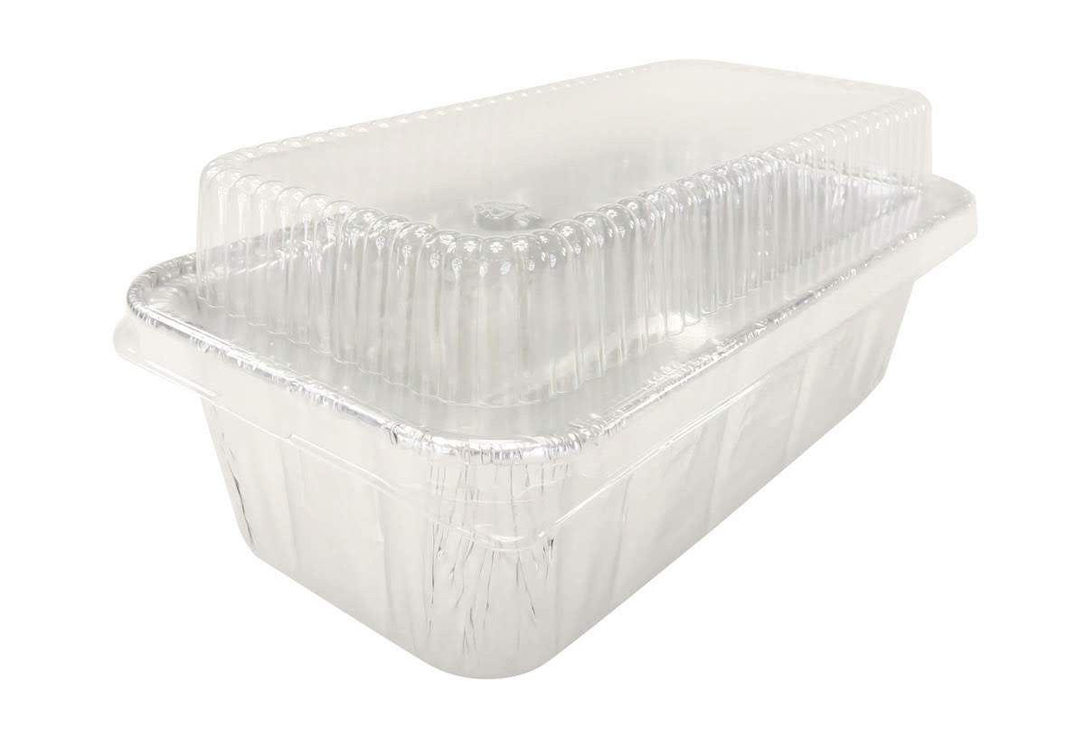 2 lb. Disposable Foil Loaf Pan with Plastic Snap-On Lid - Case of 500 - #5100P