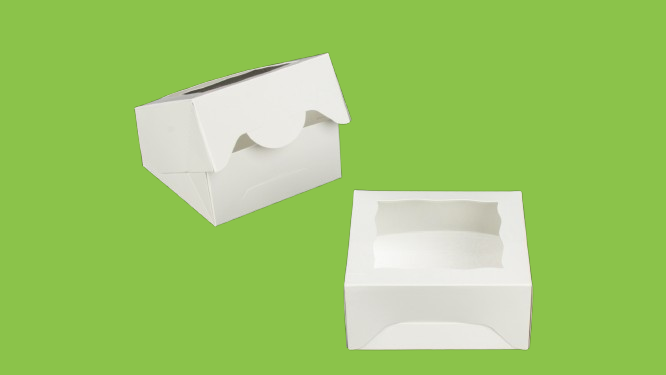 5" x 5" x 2 1/2" White Timesaver Box with Window - case of 100