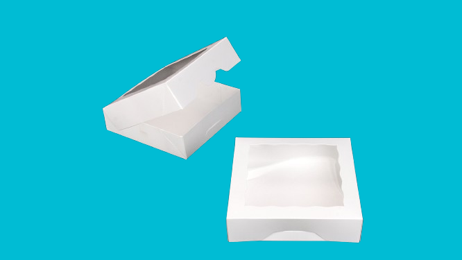 9" x 9" x 2 1/2" White Timesaver Box with Window - case of 100