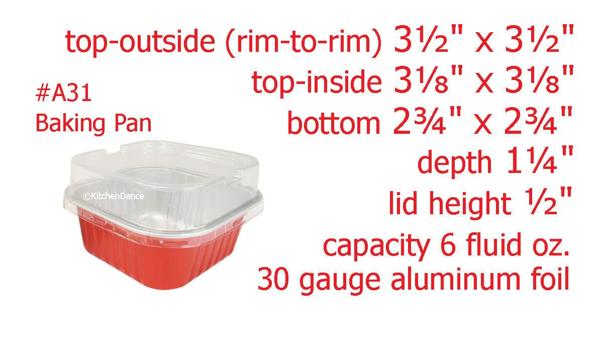 6 oz. Square Colored Aluminum Dessert Pan With Lid - Case of 2000 - #A31P