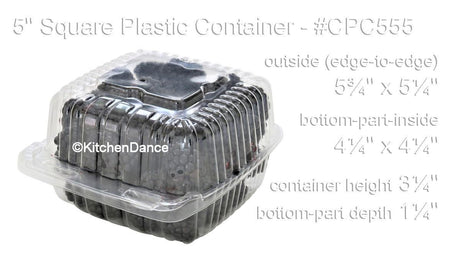 5" Square Plastic Hinged Deli Container - Case of 500 #CPC-555