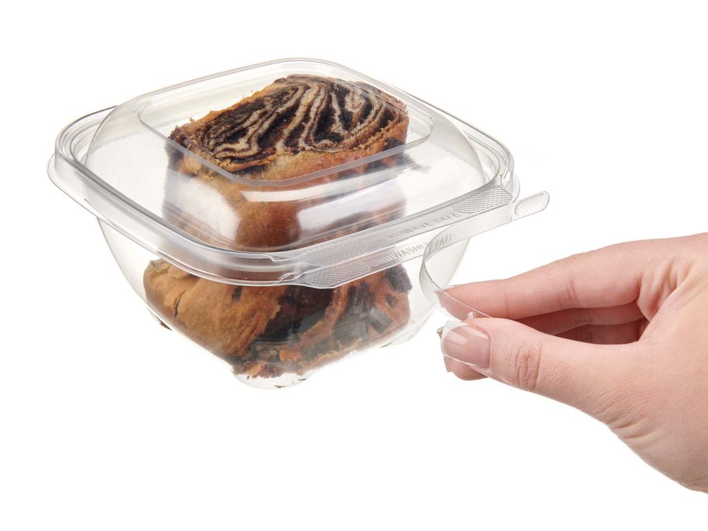 Safe-T-Chef 5x5 Tamper Evident & Tamper Resistant Microwaveable Clamshell Container, 12 oz. - Case of 264 # C5512XD