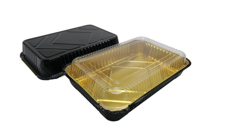 4 ½ lb. Colored Disposable Food Pan w/ Plastic Lid - Case of 200  #52180P