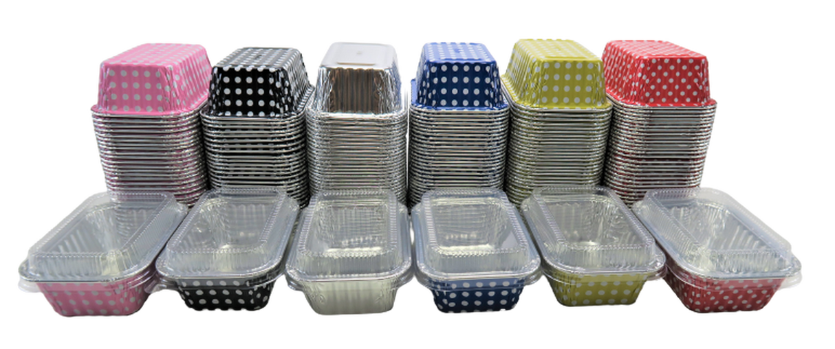 6  oz. Mini Colored Aluminum Loaf Pan w/ Lid - Case of 2000  #4004P