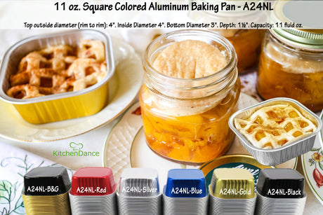 11 oz  Square Colored Aluminum Dessert Pans - Case of 1000  #A24NL