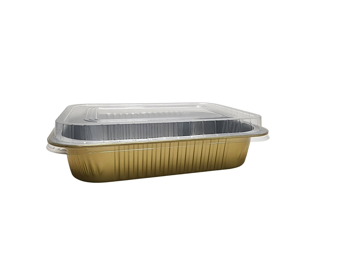 11" x  7" Colored Heavy Aluminum Entrée Pan with Snap on Dome Lid - Case of 200  #A71P