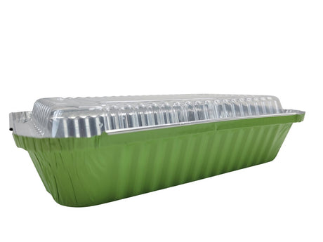 1½ lb. Shallow Oblong Foil Pan w/ Plastic Lid - Case of 1000  #6417P