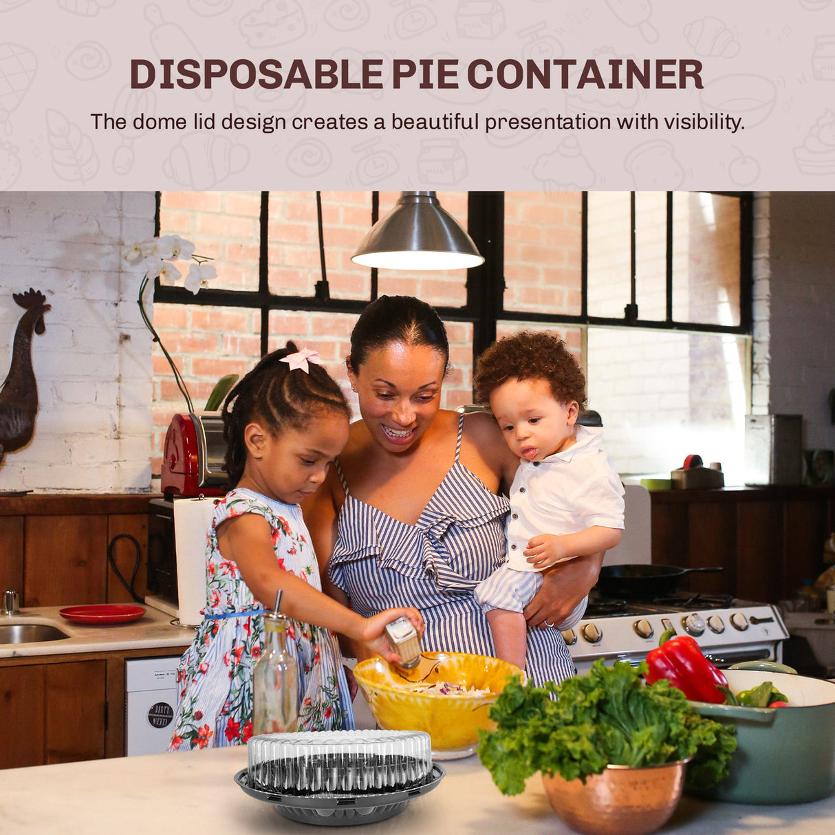 9" Plastic Pie Container w/ High Dome Lid - Case of 160 - #WJ43