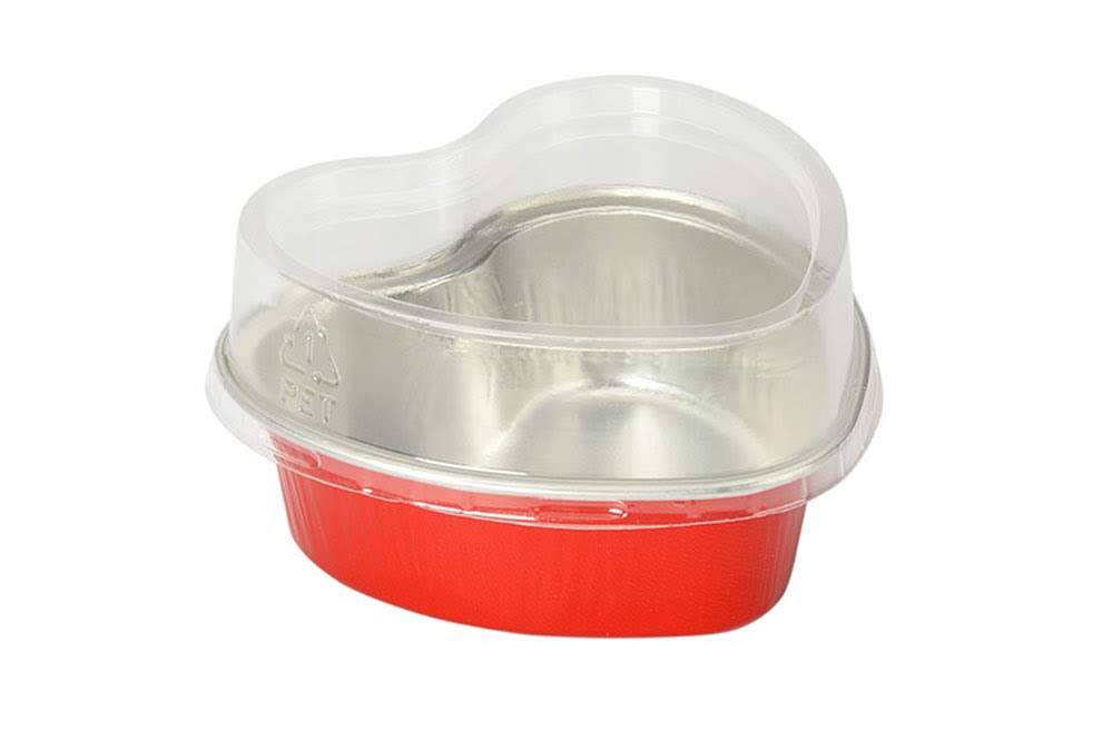 Mini Heart Shaped Foil Pan with Plastic Lid - Case of 2000 - #3055P