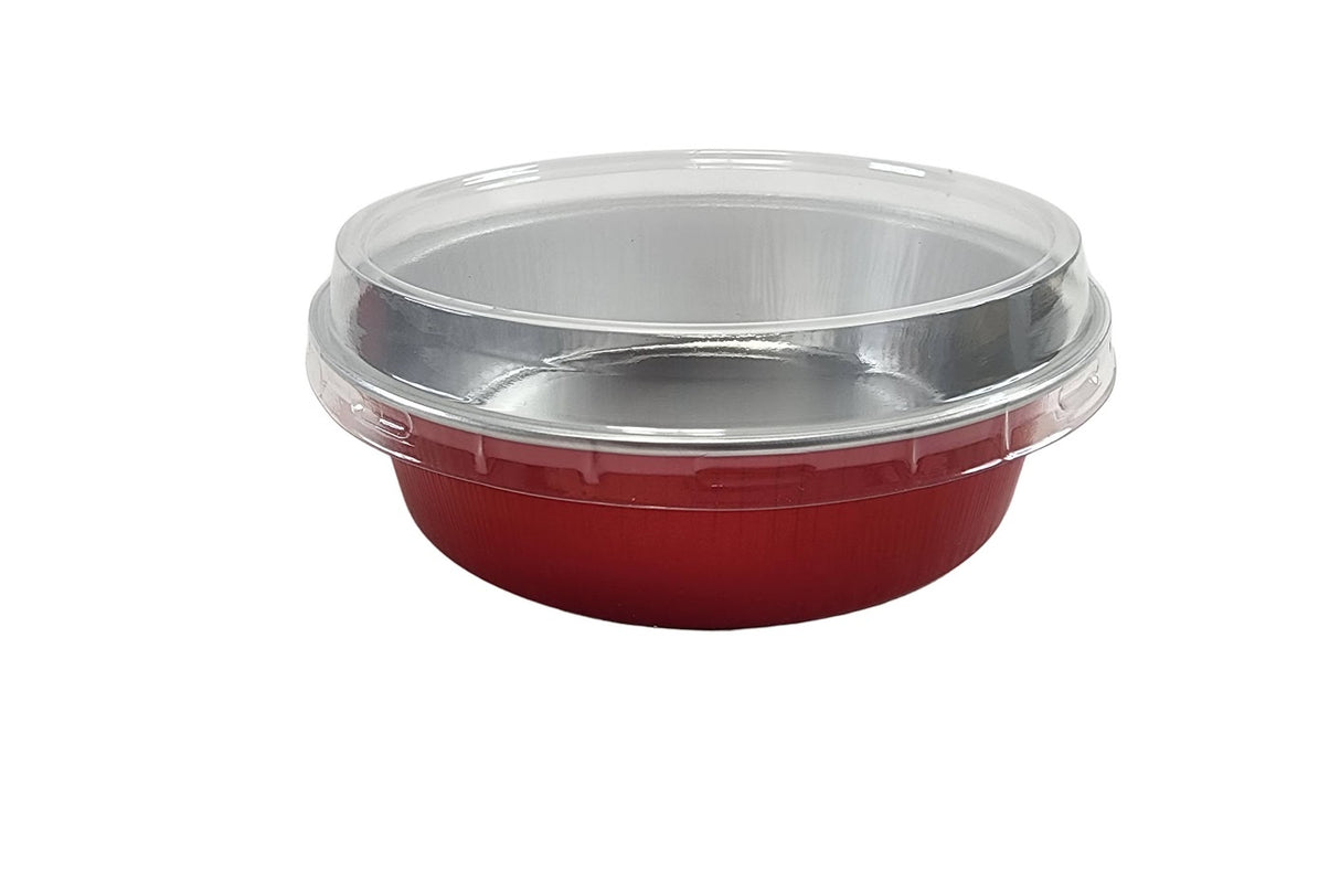 8 oz. Smoothwall Colored Disposable Foil Pan with Snap-on Plastic Lid - Case of 1000 - #A42P