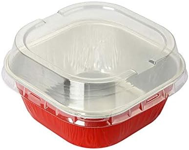 4" Square Colored Aluminum Foil Dessert Pan w/ Lids Case of 1000- #A6P